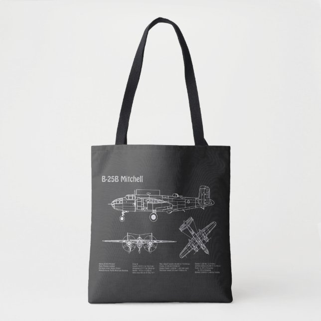 Bolsa Tote B-25B Mitchell Doolittle - PD de avião Blueprint (Frente)