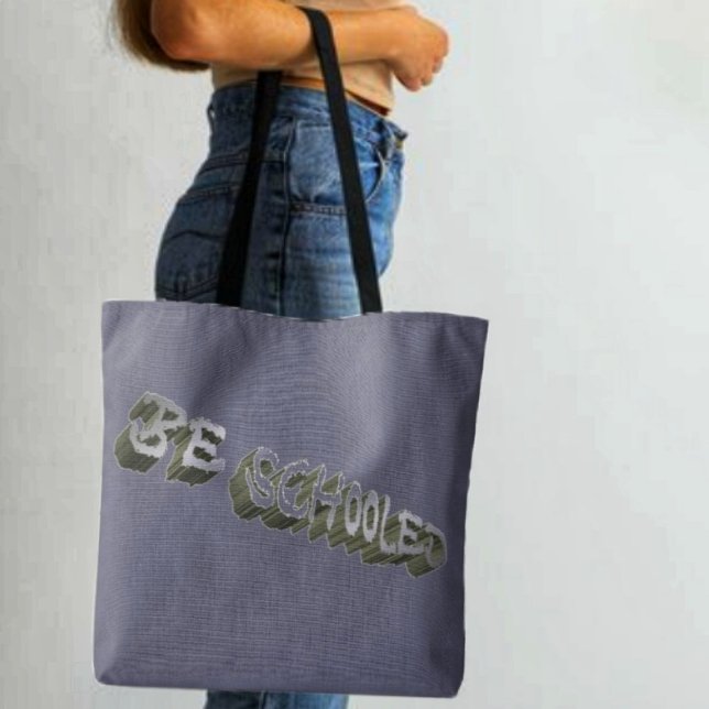 Bolsa Tote B Cinza Escolhida - Wht (A cool, two-sided, tote for teachers, or students!)