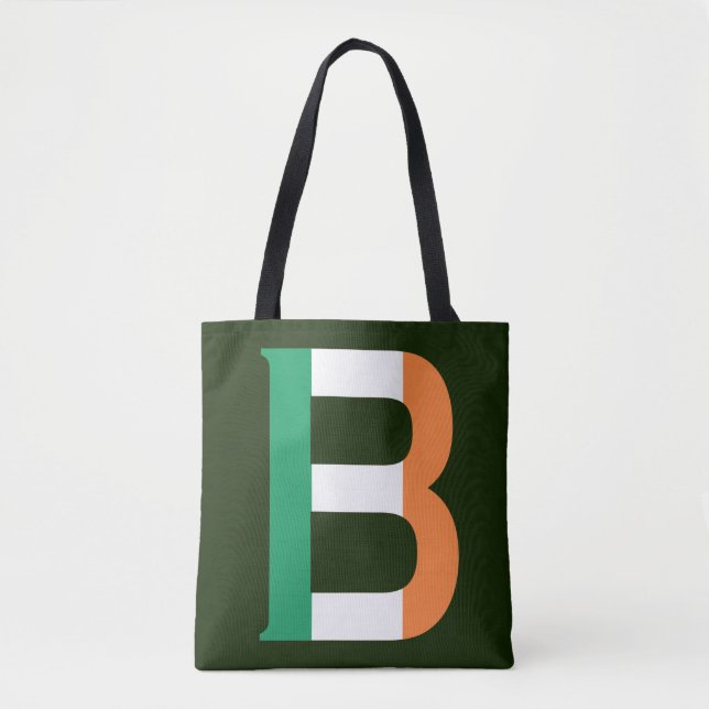 Bolsa Tote B Monograma sobreposto à Irish Flag stcnt (Frente)