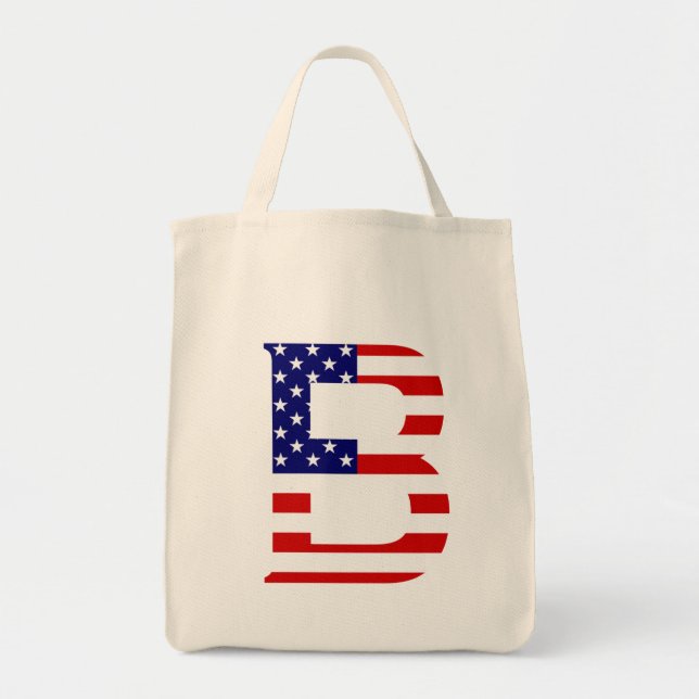 Bolsa Tote B Monograma sobreposto ao gtcnt Flag EUA (Frente)