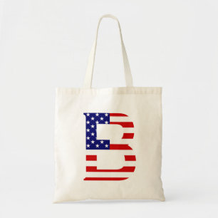 Bolsa Tote B Monograma sobreposto no USA Flag btcn Tote Bag