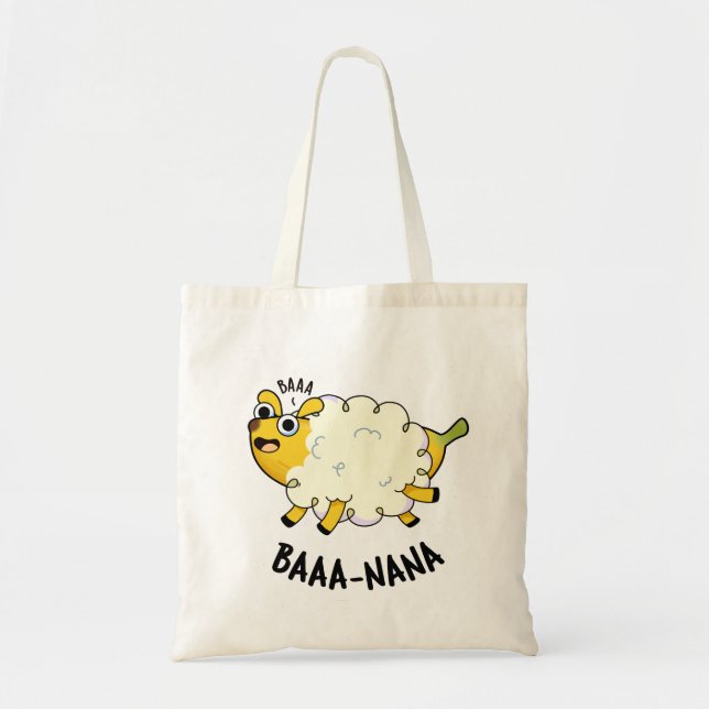 Bolsa Tote Baa-nana Banana Engraçado Pun Ovelha (Frente)
