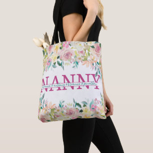Bolsa Tote Babá Floral dividida Monograma com nomes de netos