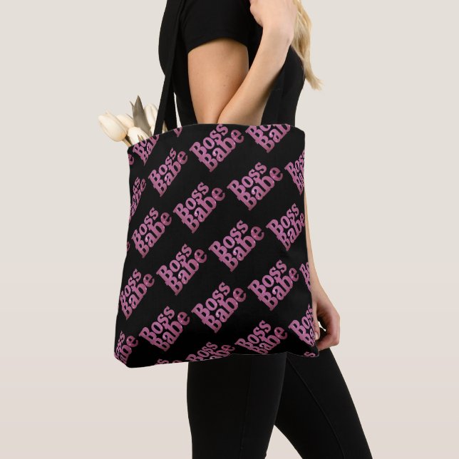 Bolsa Tote Babe do chefe rosa brilhante (Close Up)