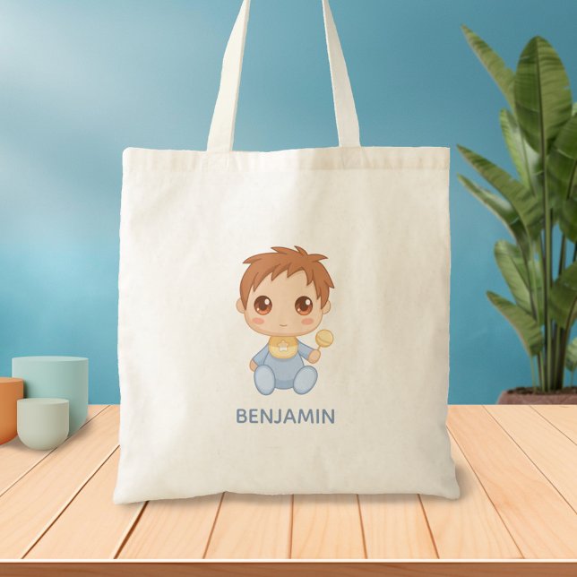 Bolsa Tote Baby Boy Blue Jumpcase Nome Personalizado (Criador carregado)