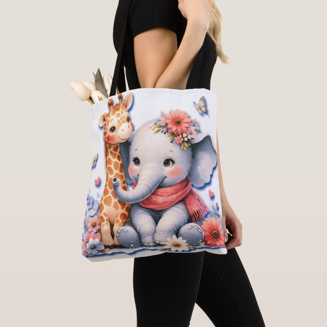 Bolsa Tote Baby Elephant e Baby Giraffe Besties Fralda (Close Up)