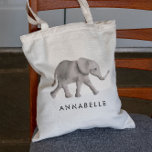 Bolsa Tote Baby Elephant Personalised Tote Bag for Child<br><div class="desc">Personalize esta bolsa de tote para criar o carregar perfeito para as atividades do seu filho. Também faz um saco de presente de excelente que pode ser reutilizado várias vezes. O design apresenta o meu elefante de aquarela original. Entre em contato comigo se precisar de ajuda para personalizar seu pedido....</div>