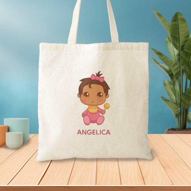 Bolsa Tote Baby Girl Pink Jumpcase Personalizado (Criador carregado)