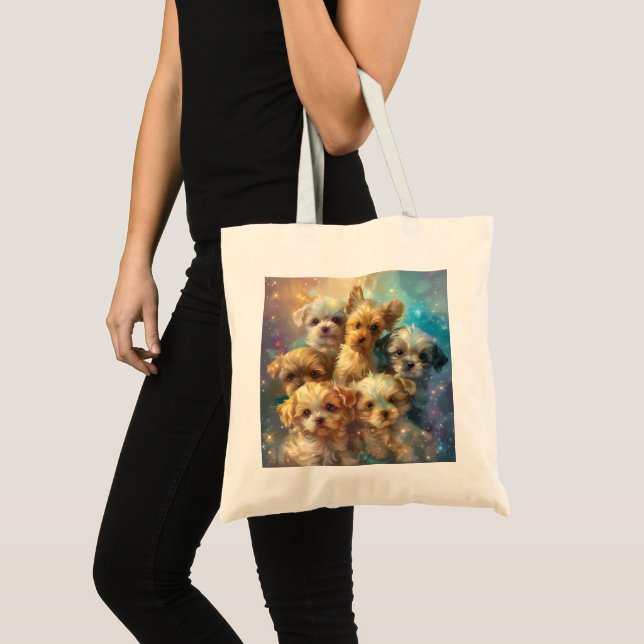 Bolsa Tote Baby Puppies Arte Digital (Frente (produto))