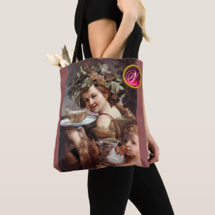 BOLSA TOTE BACCHUS, UVAS E MONOGRAMA DE GEMSTONE DE VINHO BRA