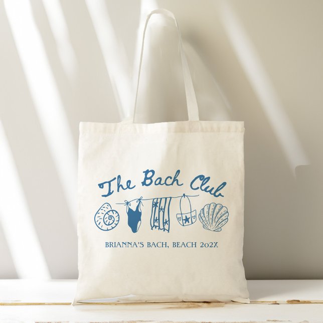 Bolsa Tote Bach club beach seashells bridesmaids gifts custom (Bach club beach seashells bachelorette party favors bridesmaids gifts personalized tote bag)