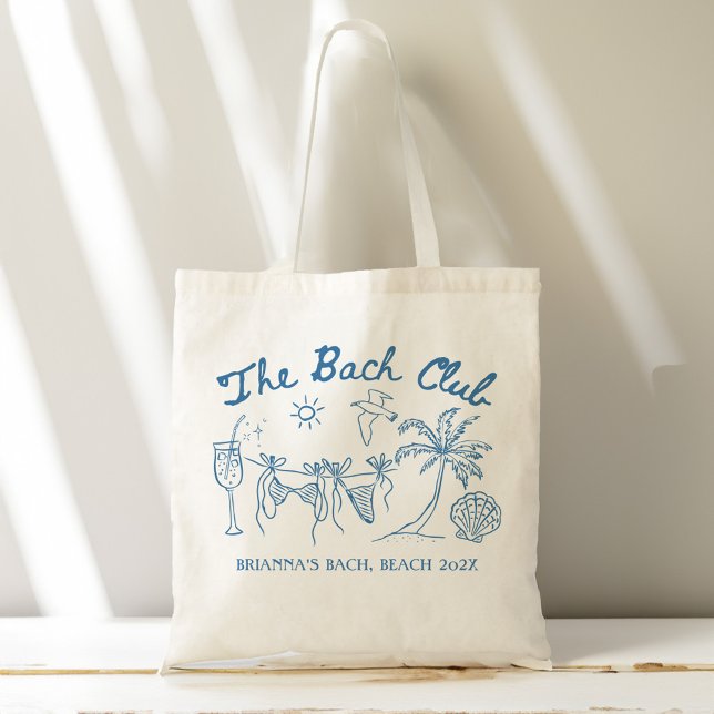 Bolsa Tote Bach club beach seashells bridesmaids gifts custom (Bach club beach seashells bachelorette party personalized bridesmaids gifts custom tote bag)