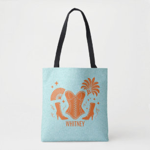 Bolsa Tote Bach Showgirl de Las Vegas em Laranja + Azul Turqu