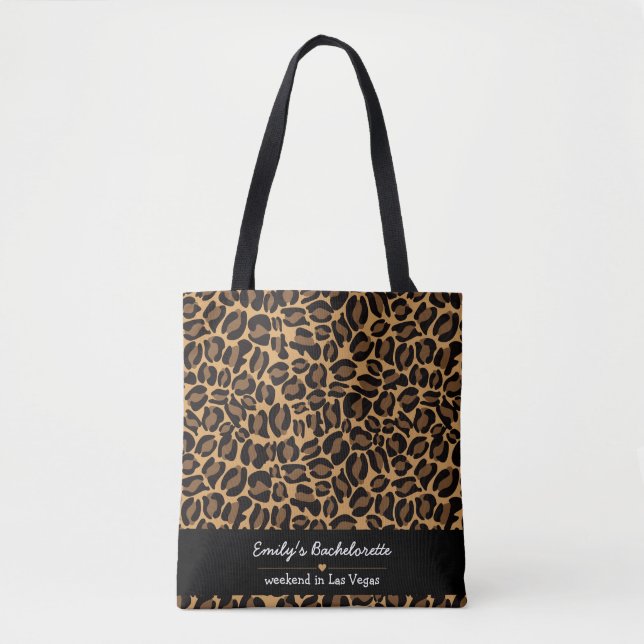 Bolsa Tote Bachelorette Bride Boujee Trendy Leopard Impressão (Frente)