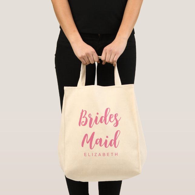 Bolsa Tote Bachelorette Bridesmaid Dona Mulheres Rosa Natural (Frente (produto))