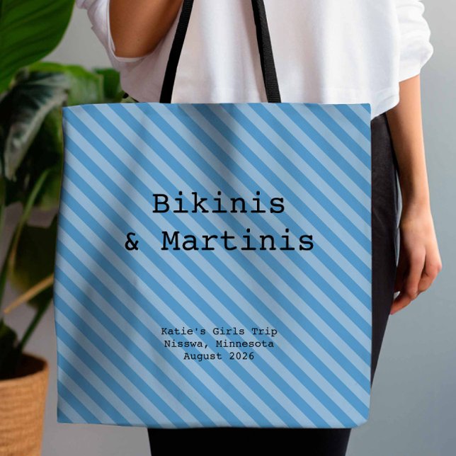 Bolsa Tote Bachelorette de Bridesmaid Striped Azul do Mediter (Criador carregado)