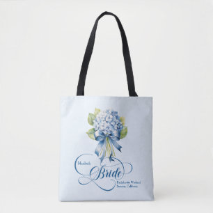 Bolsa Tote Bachelorette de Buquê de Hydrangea Azul