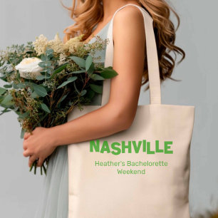 Bolsa Tote Bachelorette de Destino Verde Moderno de Nashville