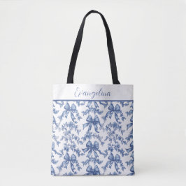 Bolsa Tote Bachelorette de Toile Azul e Branco