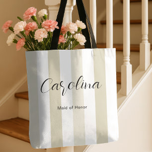 Bolsa Tote Bachelorette do Partido Bridal Beige Stripe