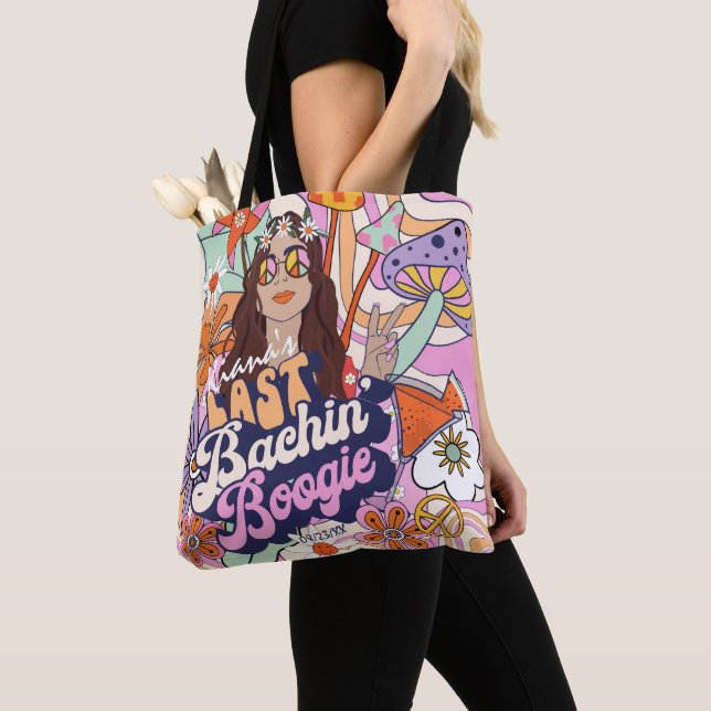 Bolsa Tote Bachelorette Groovy 70s Última Bachin' Boogie ID92 (Close Up)