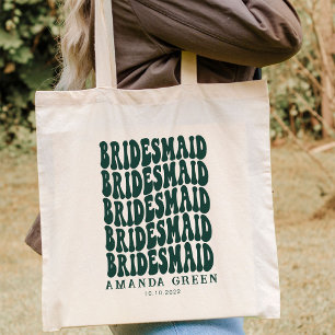 Bolsa Tote Bachelorette Personalizada do Retro Verde Emerald
