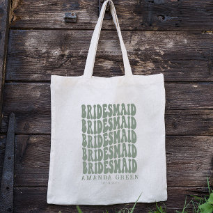 Bolsa Tote Bachelorette Personalizado Retroativo Verde de Sag