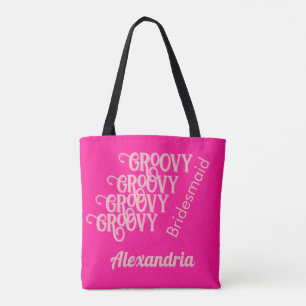 Bolsa Tote Bachelorette Rosa Quente Personalizada da Bridesma