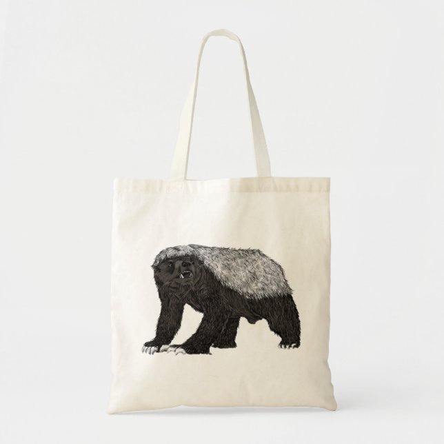 Bolsa Tote Badass Honey Badger Aearless Attitude Animal Art (Frente)