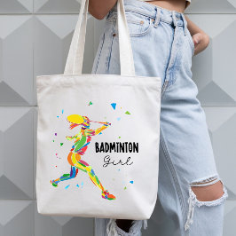 Bolsa Tote Badminton Girl Vibrant Abstract Player 