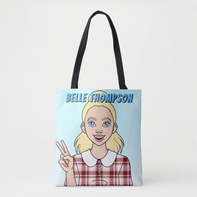Bolsa Tote Bag da Biblioteca de Cartoons da Boneca (Frente)