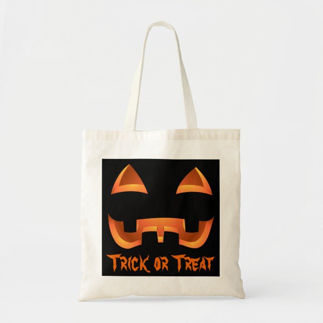 Bolsa Tote Bag de Abóbora de Bag do Halloween Personalizável (Frente)