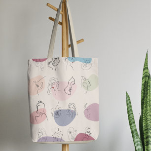 Bolsa Tote Bag de Arte de Linha Elegante Abstrato
