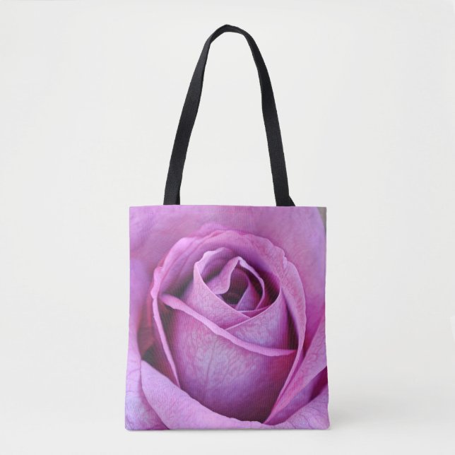 Bolsa Tote Bag de Arte Flor de Pétalas Rosa (Frente)
