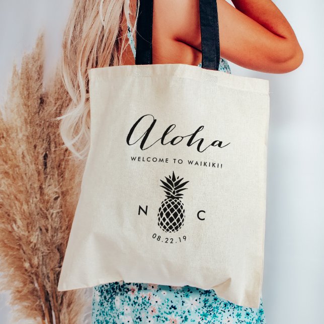 Bolsa Tote Bag de Boas-vindas do Casamento | Monograma do ana (Criador carregado)