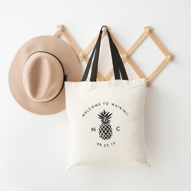 Bolsa Tote Bag de Boas-vindas do Casamento | Monograma do ana (Criador carregado)