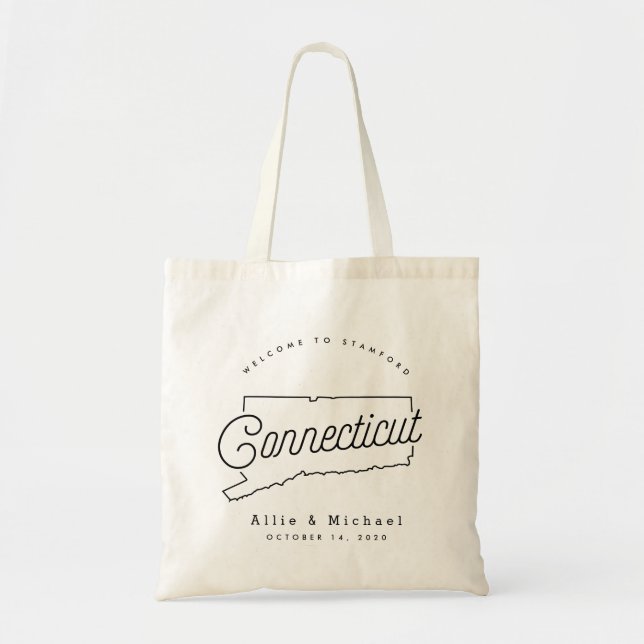 Bolsa Tote Bag de boas-vindas do Connecticut Wedding (Frente)