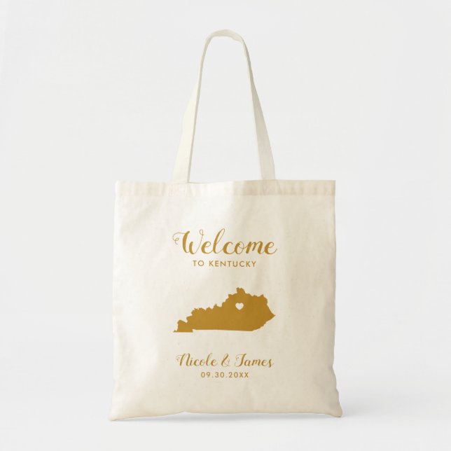 Bolsa Tote Bag de Boas-vindas do Kentucky, Dourado (Frente)