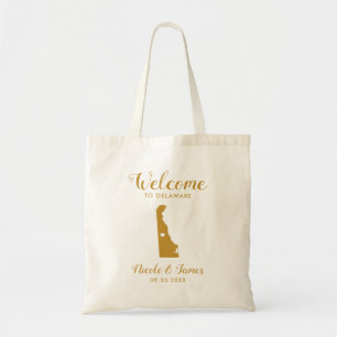 Bolsa Tote Bag de Boas-vindas do Mapa Delaware, Dourado