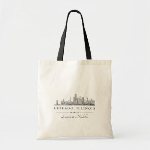 Bolsa Tote Bag de Boas-vindas Personalizado do Skyline de Chi