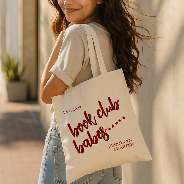 Bolsa Tote Bag de Bons do Clube de Livros Personalizados, Pre (book club babes tote, custom library book bag, literacy girl tote, book lovers gift bag,)