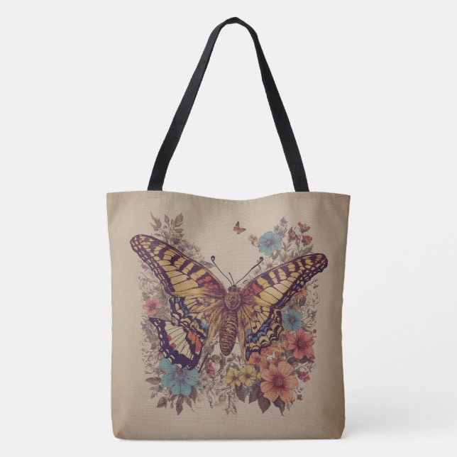 Bolsa Tote Bag de Carregar dos Sonhos da Borboleta (Verso)