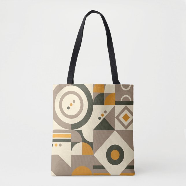 Bolsa Tote Bag de Compras Geométricas do Tom Retroativo Moder (Frente)