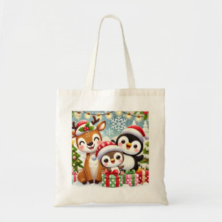 Bolsa Tote Bag de Design de Animais de Natal Bonitos
