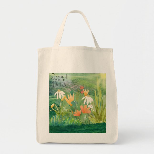 Bolsa Tote Bag de Design de Aquarela Única (Frente)