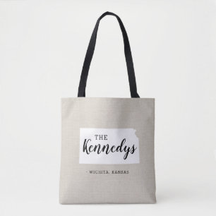 Bolsa Tote Bag de Estado do Monograma da Família Kansas