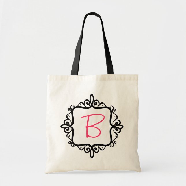 Bolsa Tote Bag de Favor do Casamento Monograma (Frente)