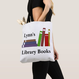 Bolsa Tote Bag de Ferramentas de Livros de Biblioteca de Nome