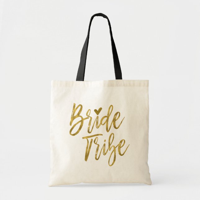 Bolsa Tote Bag de Festa de casamento de Folha de Ouro Faux Fa (Frente)
