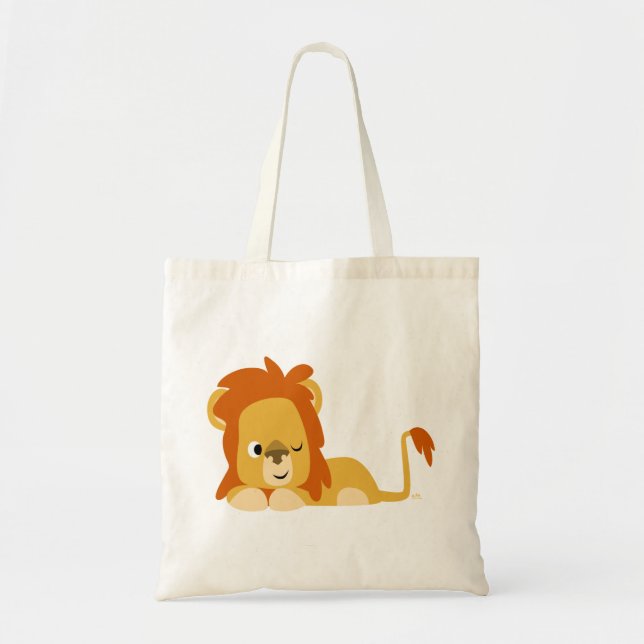 Bolsa Tote Bag de Leão de Cartoon Gelado (Frente)